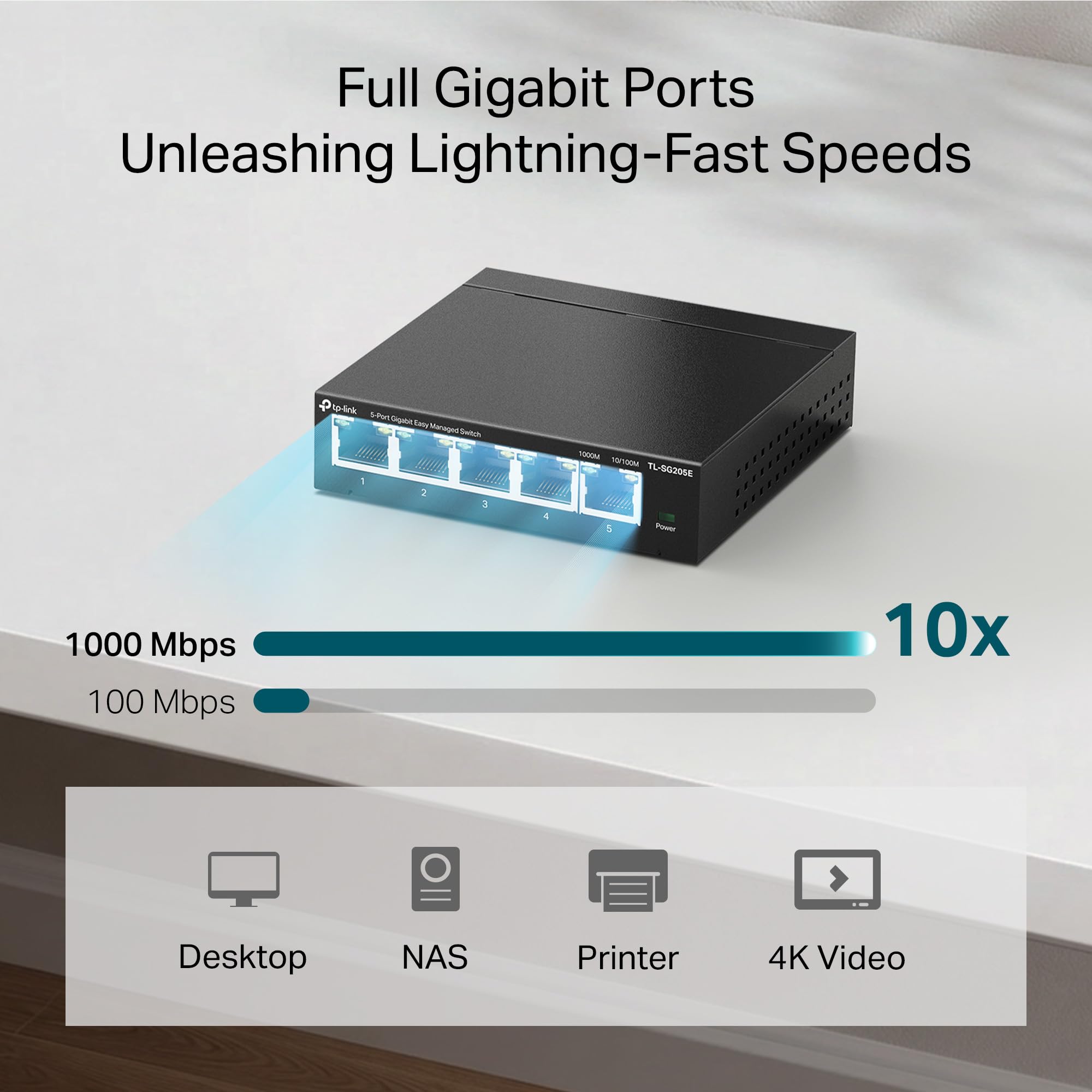 Commutateur Gigabit Facile à gérer à 5 Ports