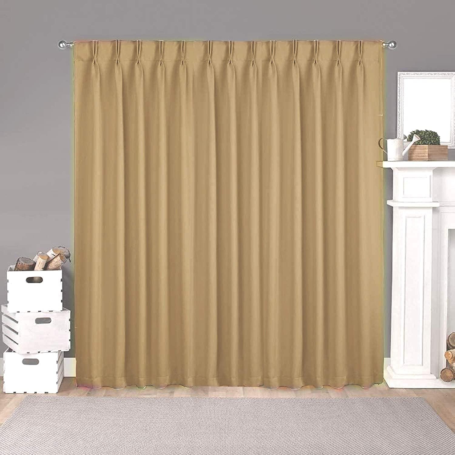 Niyati Pinch Pleated Polyester Blend Solid Perfect Window Curtains for Living Room Hall with Very Easy Hanging Option via Back tabs Taupe1 Panel (Size 72W X 120L Inch)