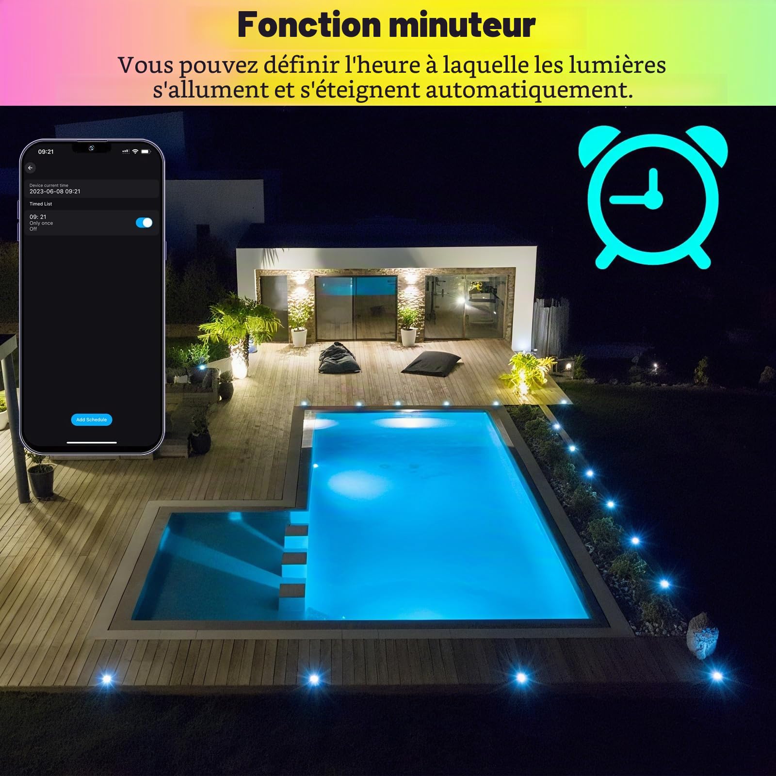 Lot de 10 WIFI Multicolore RGB 0.7W Ø61mm Spot Encastrable Exterieur Dimmable Fonctionne Avec Alexa, Google Home,Spots LED Encastrable DC 12V