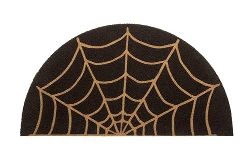Mealah Spider Web Dark Coir Doormat - Half Circle Non-Slip