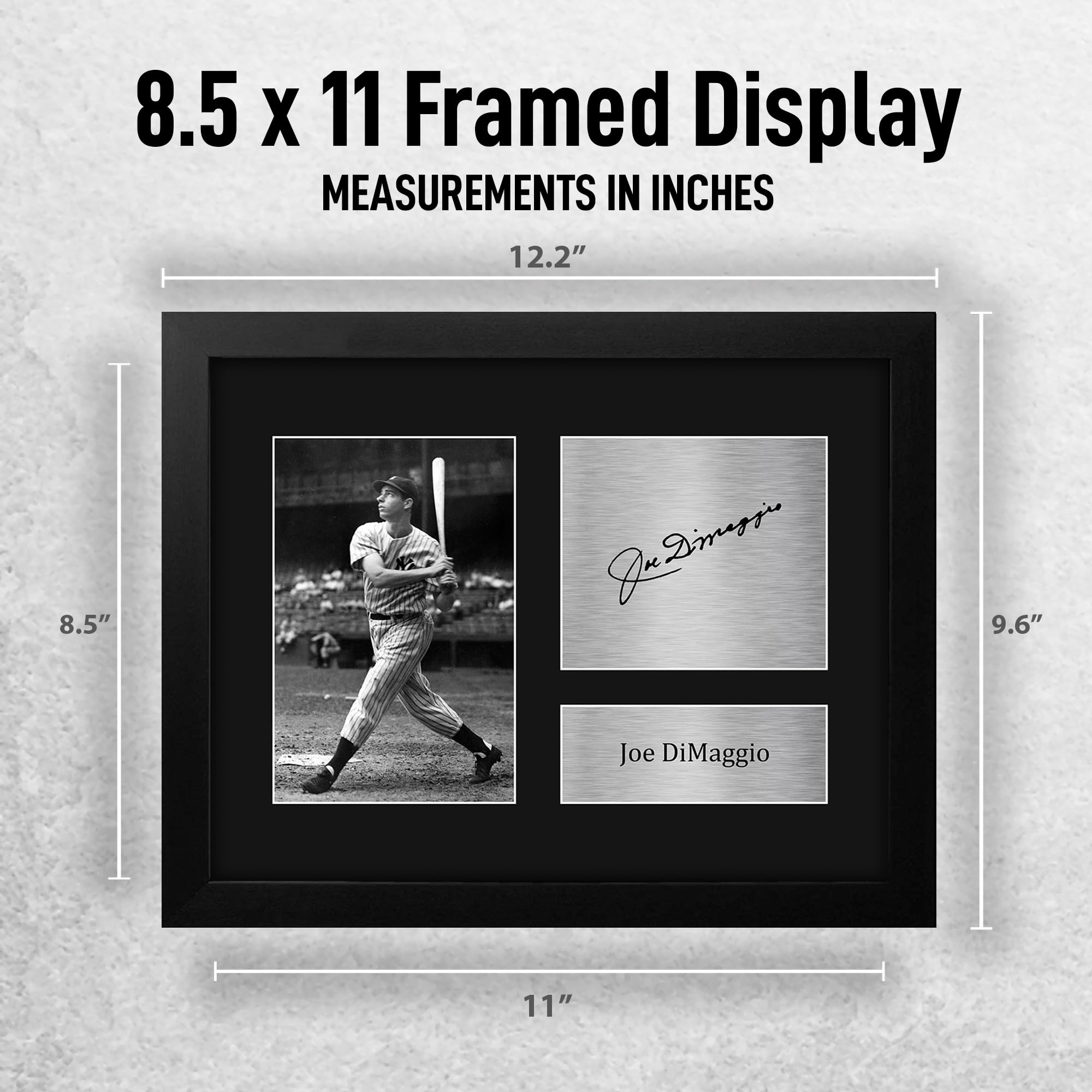 HWC Trading Joe DiMaggio Framed Gifts Printed Signed Autograph Picture for Baseball Memorabilia Fans - US Letter Size