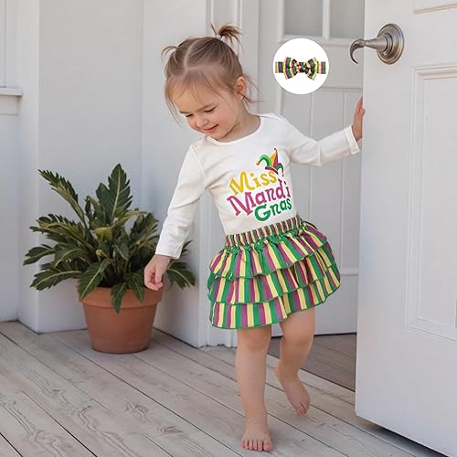 Miniatura 9 de Conjunto de ropa de 2 piezas para bebé y niña de manga larga con falda tutú a rayas para bebé