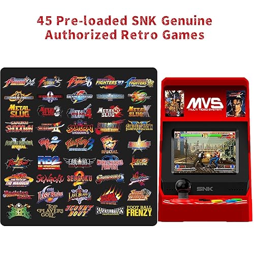 Miniatura 2 de UNICO MVS Mini Home Arcade Machine, 45 juegos clásicos precargados 10 KOF 5 Metal SLUG 7 Fatal Fury 6 Samurai SHODOWN y más, pantalla de 3.5