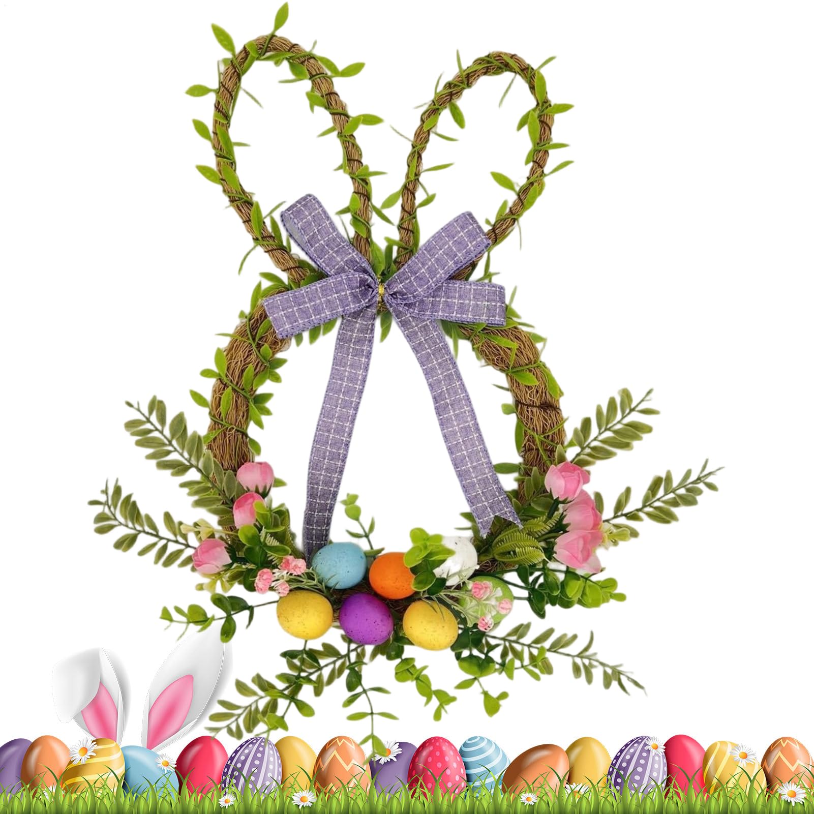 Couronne de Pâques lapin durable en mousse contre la déco flétrie