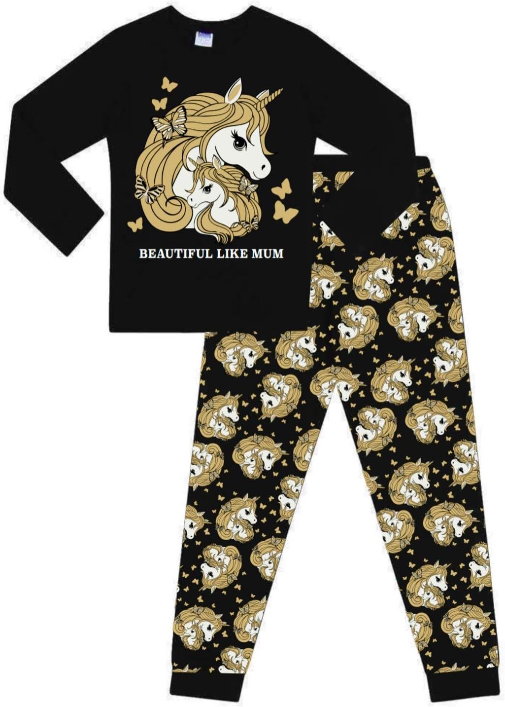 ThePyjamaFactoryThe PyjamaFactory Beautiful Like Mum Unicorn Long Cotton Pyjamas (13-14 Years) Black