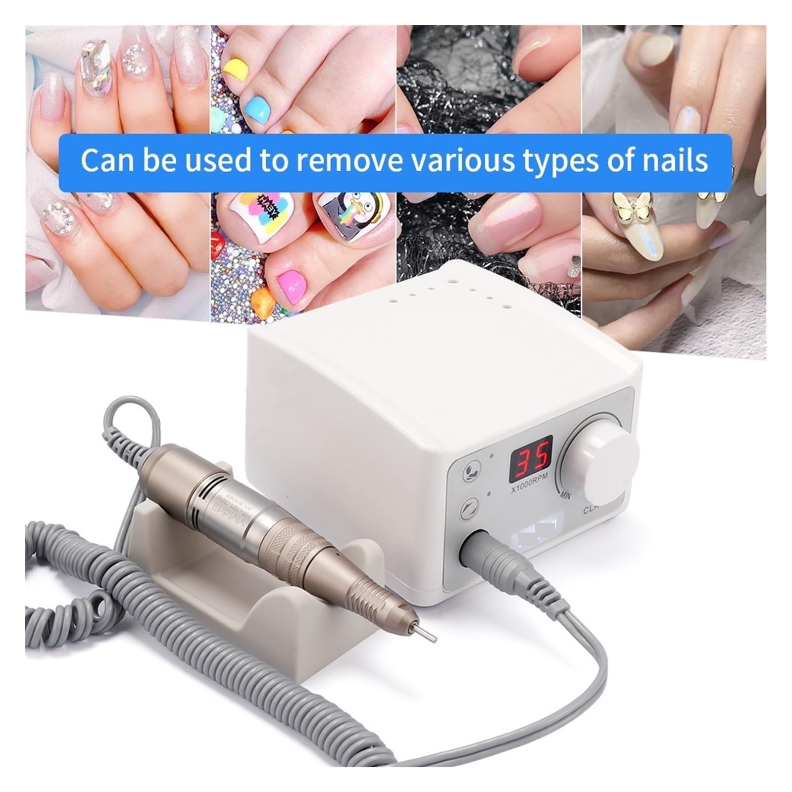 Frezarka do paznokci, Profesjonalna polerka do paznokci, wiertarka do paznokci 35000 obr./min, elektryczne urządzenie do polerowania pilników do paznokci do Manicure Pedicure