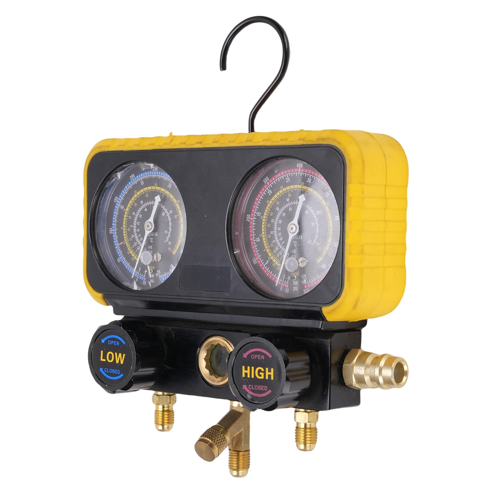 Tbest Juego DE Colector DE CA, Herramienta Profesional DE Carga DE Refrigerante HVAC Automotriz con 3 Mangueras para Material DE LATÓN R410A R32 R134A R22