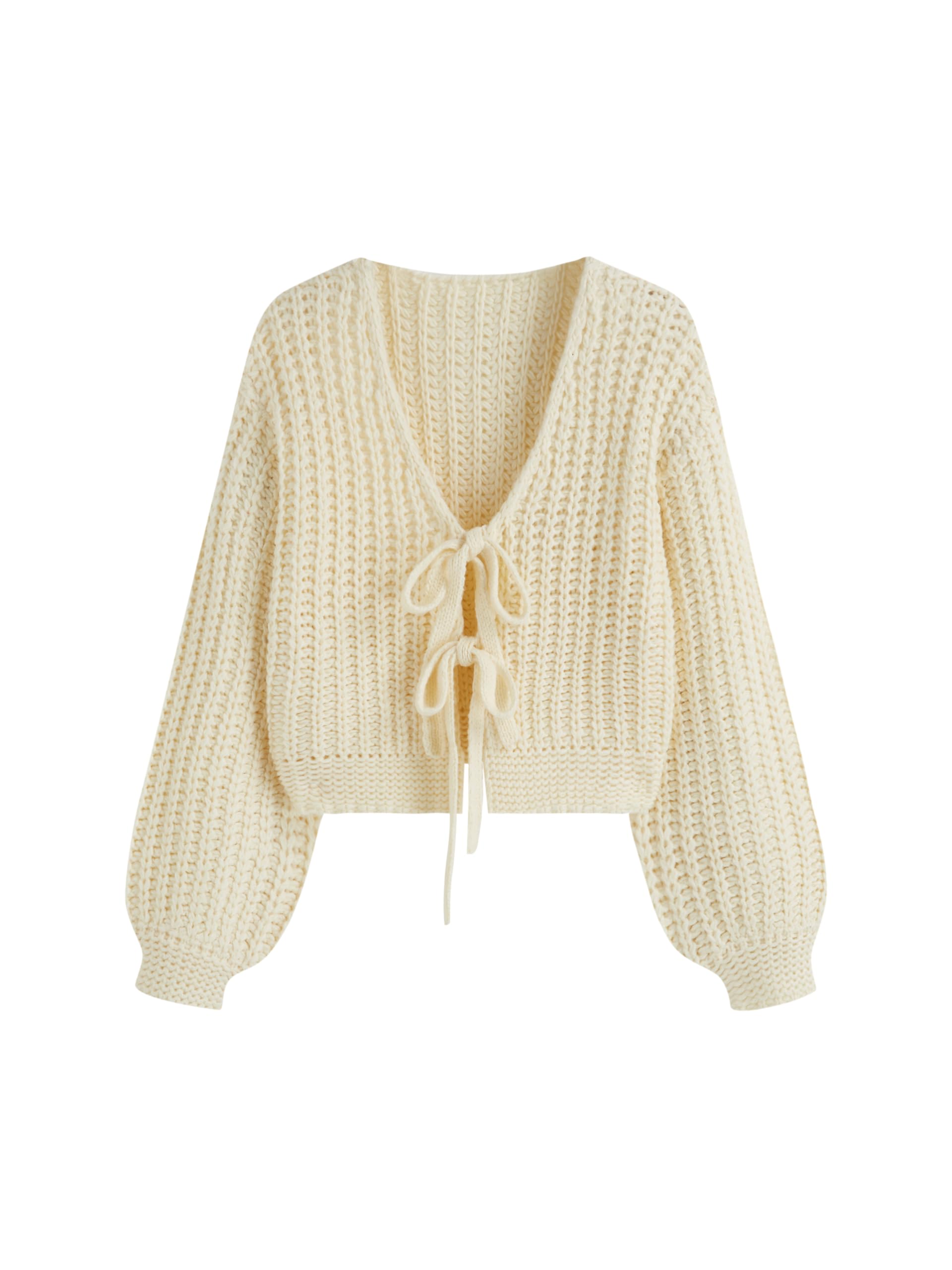 CIDER Striped Sweater Women V Neck Tie Front Knit Cardigan Oversized Trendy Sweaters for Women Fall