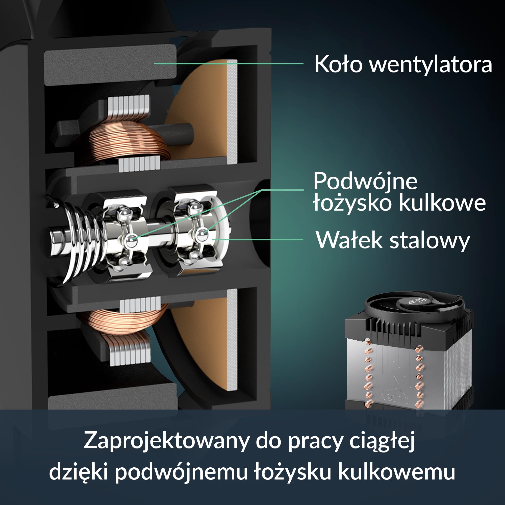 ARCTIC Freezer 4U-OneX – chłodzenie procesora do AmpereOne LGA5964, 2 wentylatory PWM 120 mm (400–3300 rpm), 8 ciepłowodów, podwójne łożysko kulkowe, kompatybilne z obudowaniami 4U