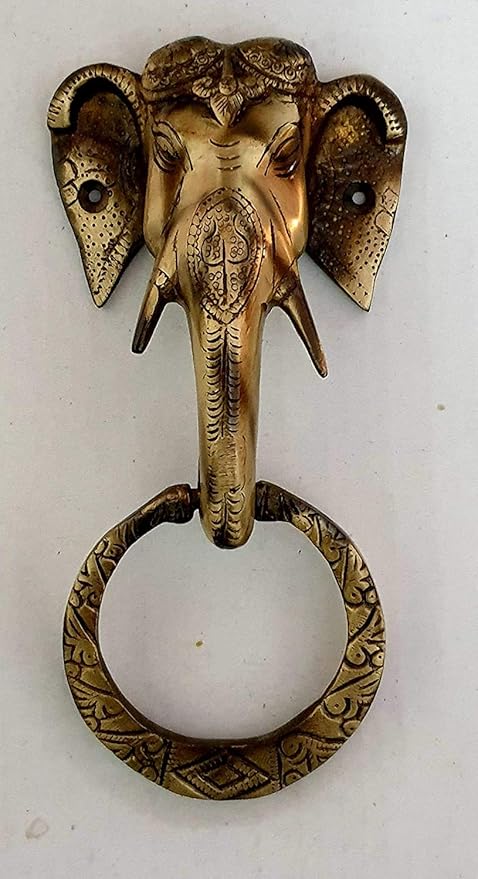 Anshika International Brass Ganesha Door Knocker Antique Black (Size-Standard)