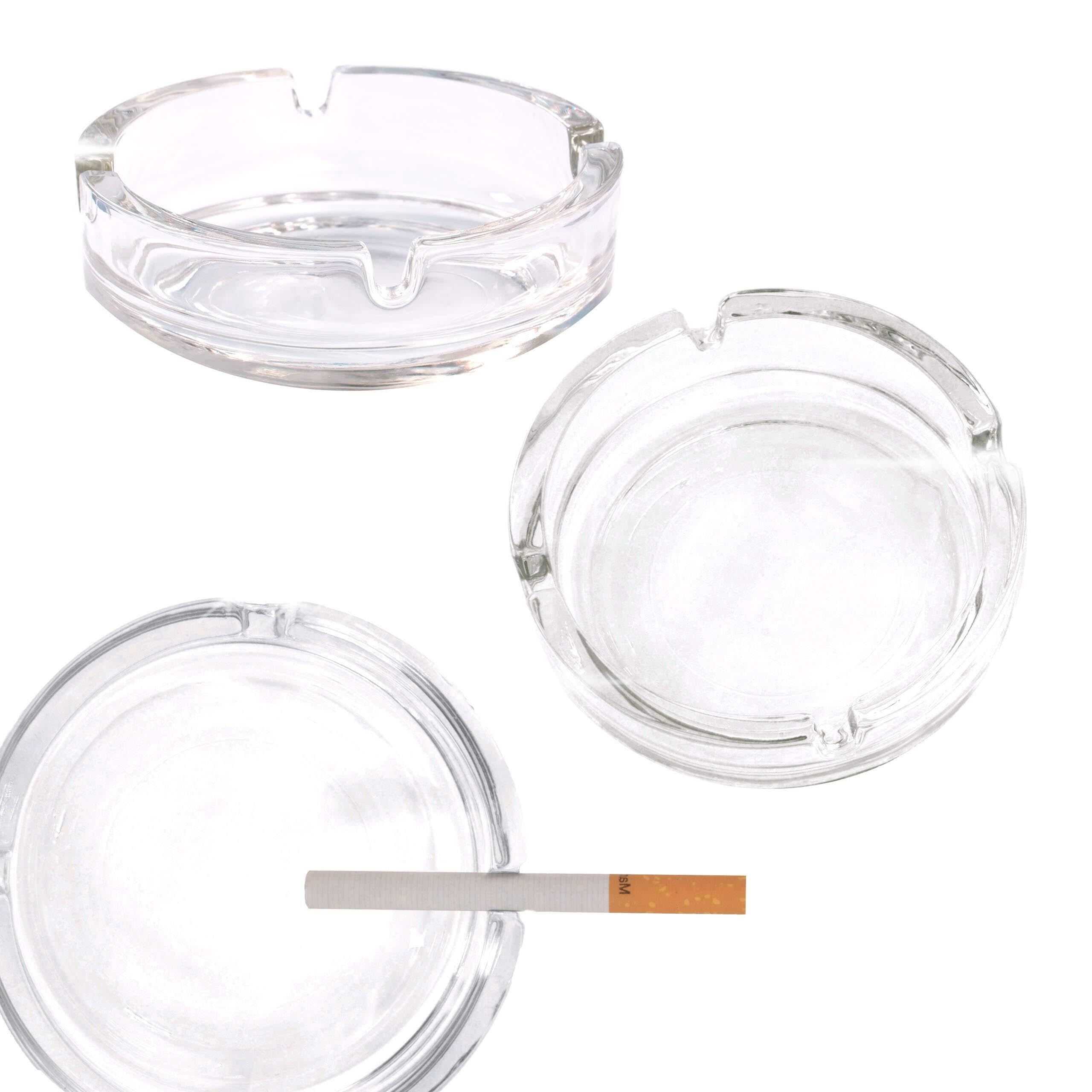 Posacenere in vetro trasparente, Posacenere in vetro for uso interno ed esterno trasparente 16x5,2 cm