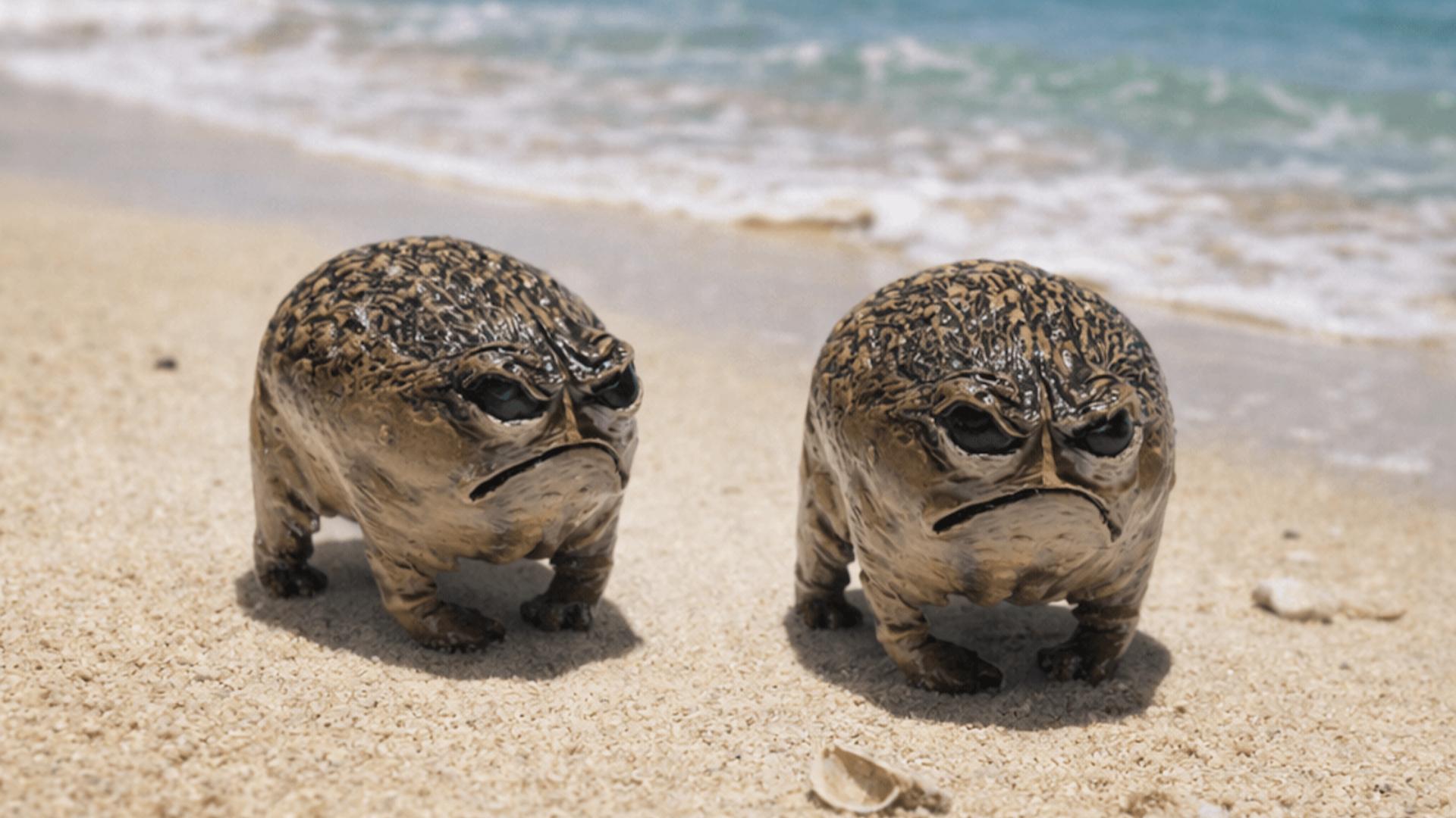 Weird Grumpy Angry Frog Toad Statue – Ugly Cute Resin Sculpture
