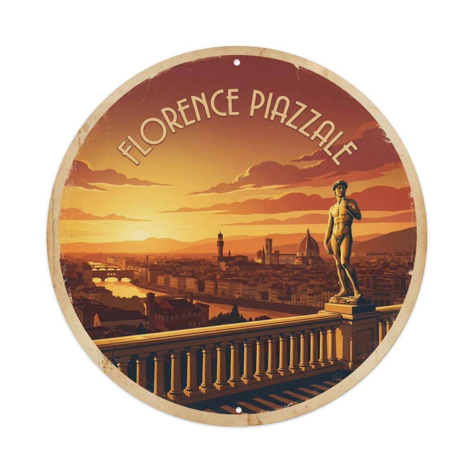 Classic Florence Italy Sunset Piazzale Landmark Travel Metal Tin Sign