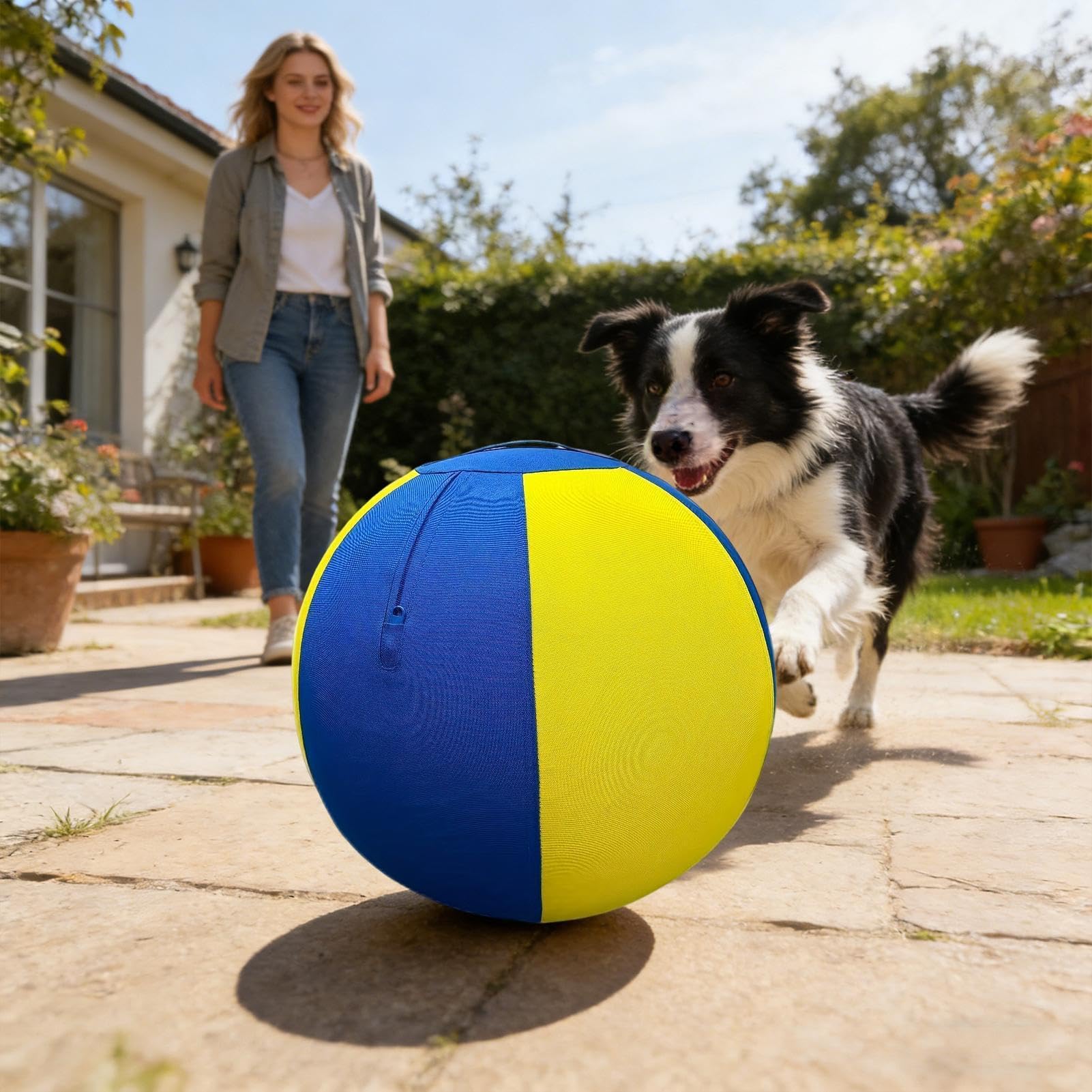 Inflatable Herding Ball for Dogs, 45cm Dog Herding Balls with Air Pump and Washable Cover for Outdoor Indoor Play