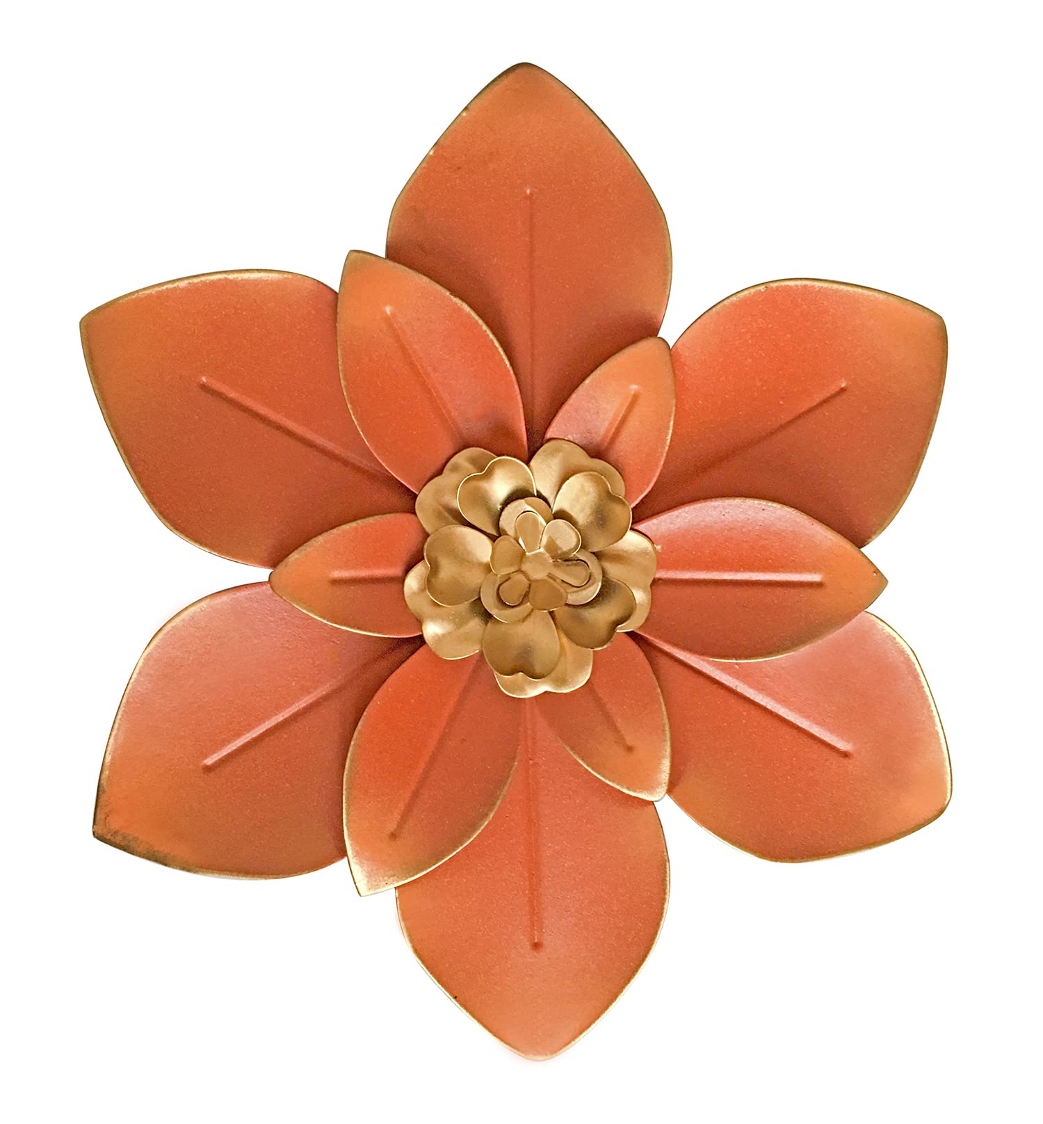 Metal Flower Wall Art Decor, 10“ Rustic Modern Floral Sculpture, Distressed Iron Wall Hanging Home Decoration Accent Artworks for Indoor Kitchen Bedroom Living Room Office Outdoor Garden Patio