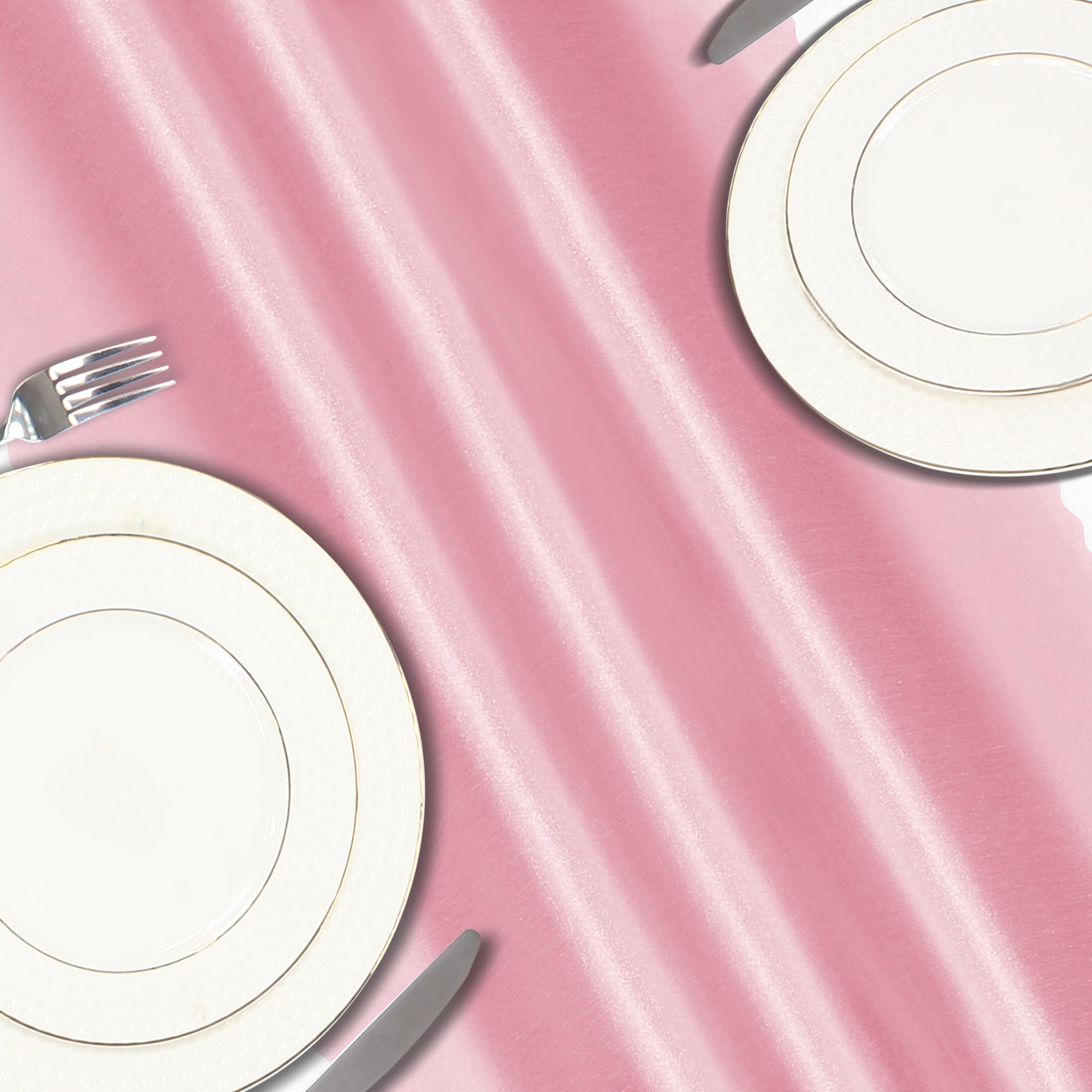 VACVELT Paquete de 12 caminos de mesa de satén de 12 x 72 pulgadas de largo, color rosa rubor, caminos de mesa de boda, caminos de mesa suaves y brillantes para fiestas de cumpleaños, banquetes,