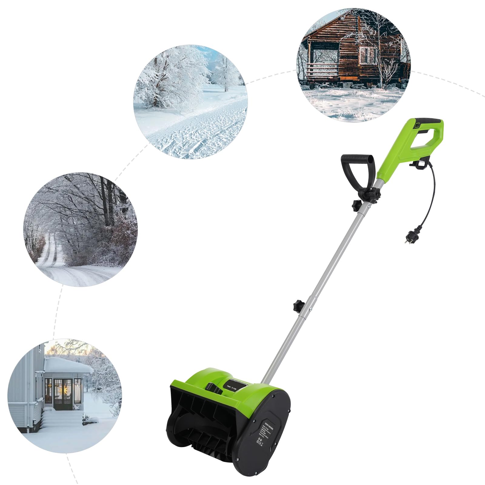 Fraise à neige électrique 1200 W 3500 tr/min 15 cm 8 m