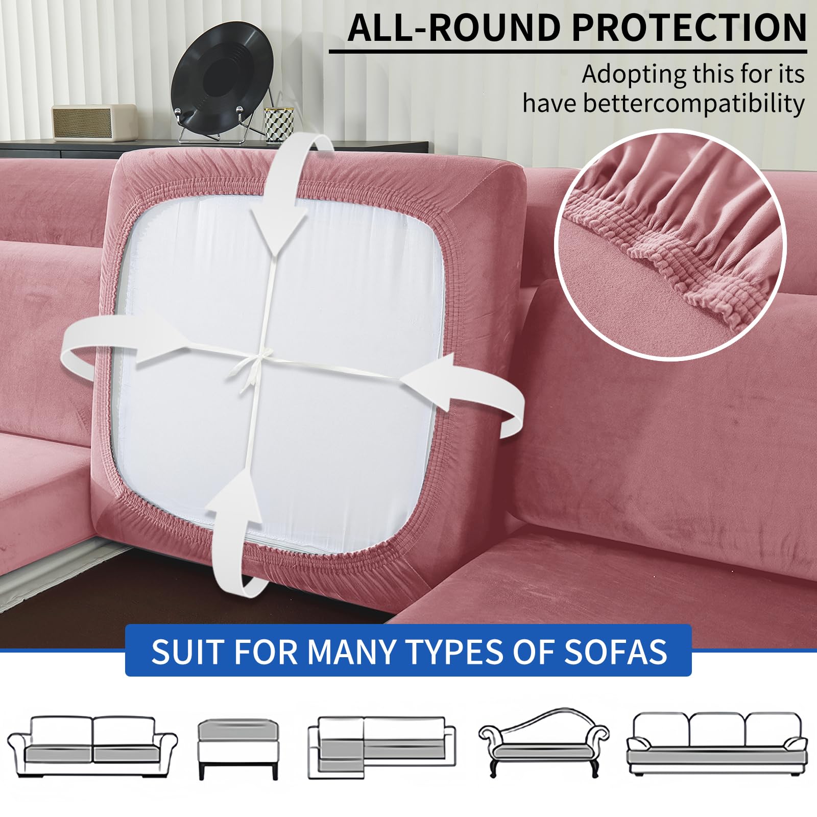 Ystyle Elastische Sofa Stoelhoes, Universele Sofa Kussenhoes, Sofa Zitkussen Hoezen, Hoes Voor Bankkussens, Sofa Kussenhoezen Meubelbeschermer Hond (Chaiselongue 1 Plaats*3, Blauw