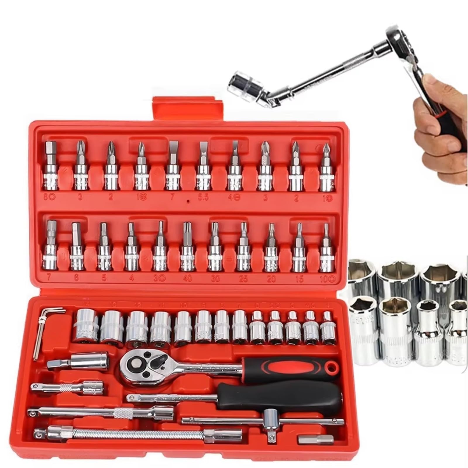 Set attrezzi da meccanico 46 Pz/set Set Combinato 1/4 "Chiave A Tubo Chiave Cacciavite Strumento Di Riparazione Auto Moto Domestica