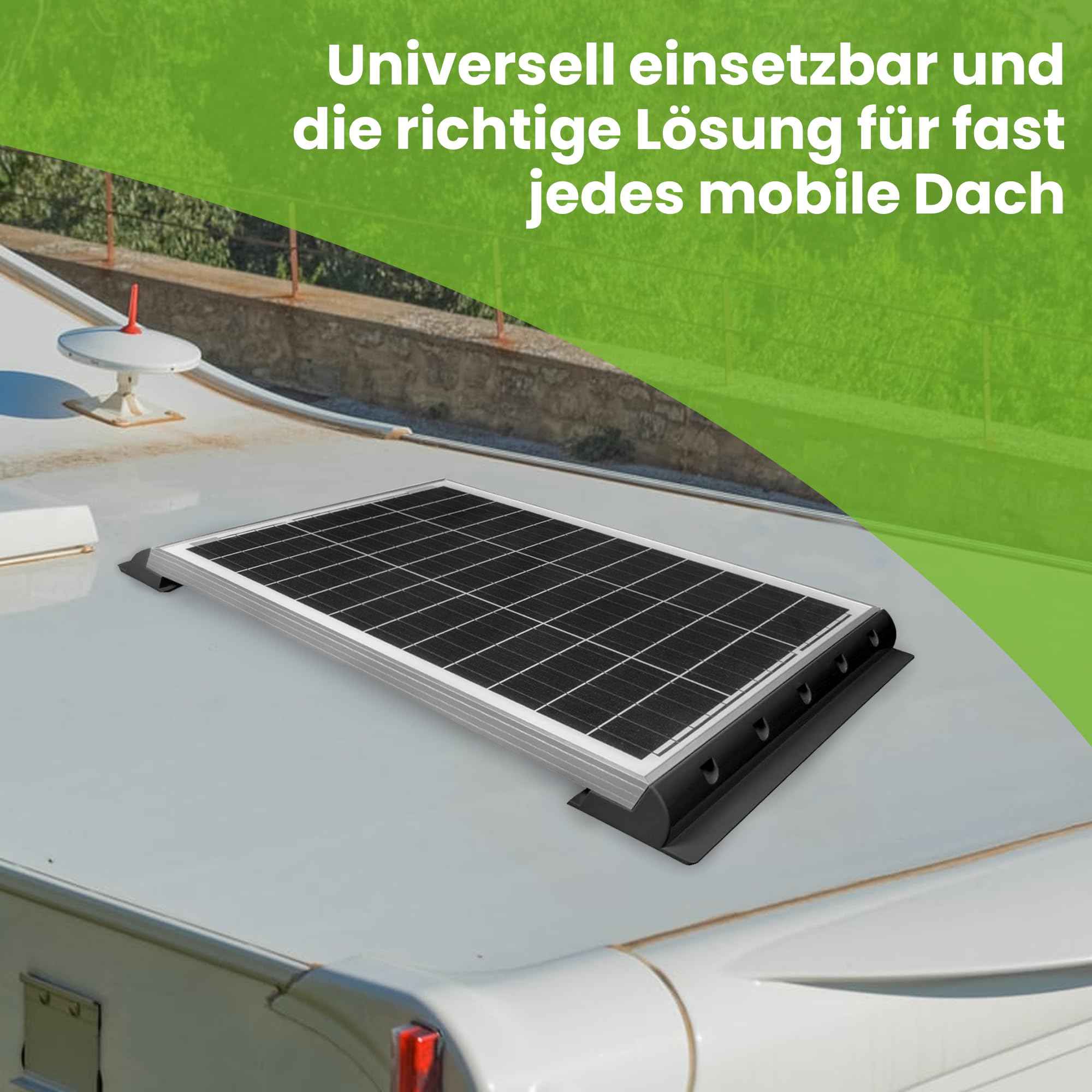Offgridtec Spoiler Solar Dachhalterung Set von 2 (55 x 8,9 x 6,5 cm), Heavy Duty ABS PV Halterung für Solarmodule, Leicht & Stabil, Vorgebohrte Montageschraubenlöcher, Wetterfest & Langlebig, Schwarz