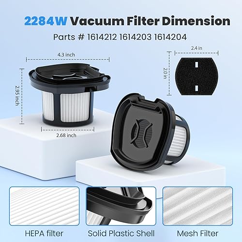 Miniatura 5 de Paquete de 4 filtros de repuesto de vacío de 2284 W para Bissell Pet Hair Eraser Filter Hand Vacuum 2284W 2390 2389 2390A, comparado con las piezas