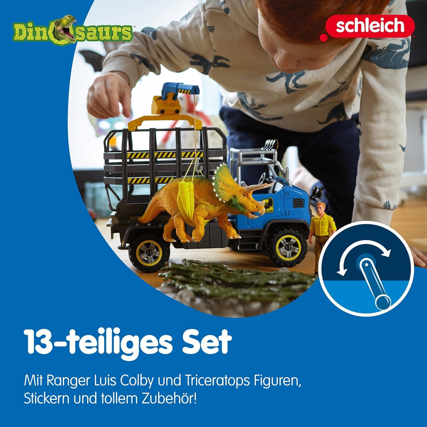 Schleich Dinosaurs | Dinosaurier Truck Mission 42565 | Spielset mit Dino Figur, Ranger, Truck und viel Zubehör | tolles Geschenk für Kinder | Dinosaurier Spielzeug ab 4 Jahren | Set aus 43 Teilen