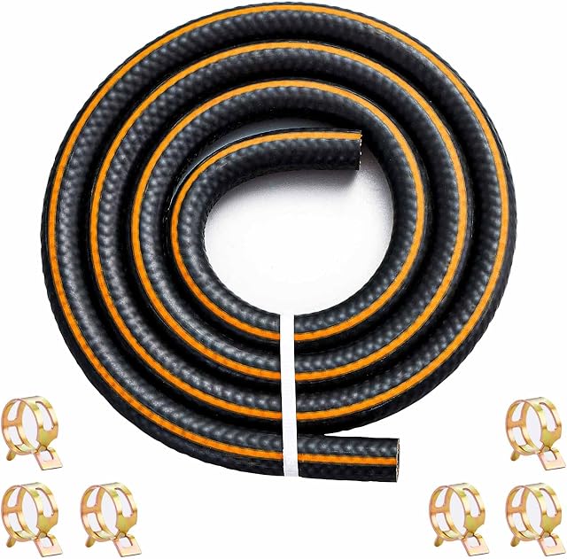 Pronese 8mm Fuel Hose, Length 1m, Nitrile Rubber (NBR) Hose, Oil-Resistant, Pressure-Resistant, Heat-Resistant Hose, 6 Pieces Dedicated Hose Clamps Included, for Automobiles and Motorcycles