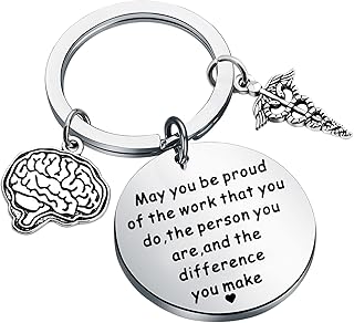 SEIRAA Neurologist Keychain Brain Surgeon Gift Believed She Could Psychologist Key Ring Brain Cancer Gifts (Brain Keychain)