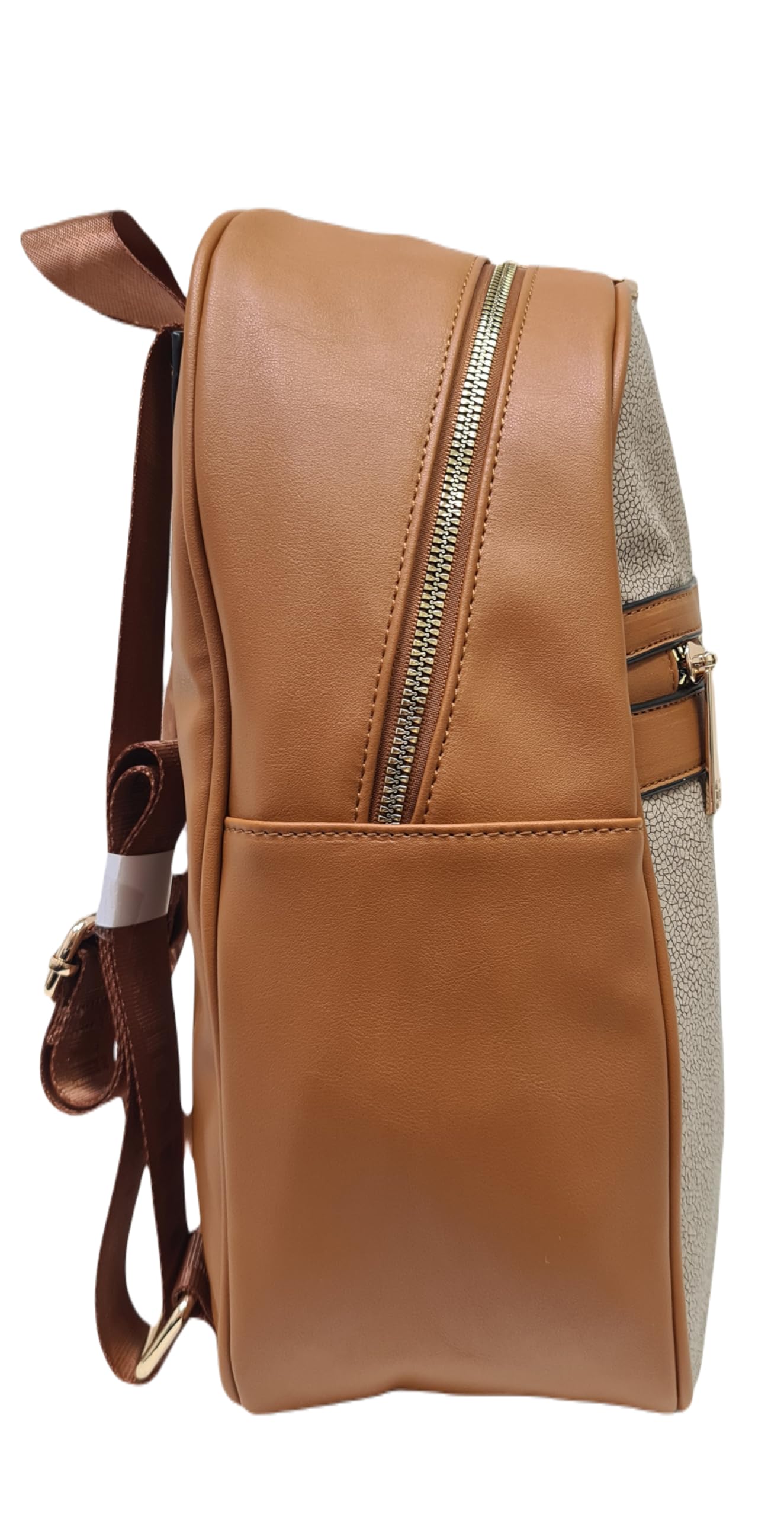 Laura Biagiotti Zaino Donna Linea Rosemin, Dimensioni 32x26x12 cm, Ecopelle Stampa Tapiro e Tinta Unita, Tasche Multiple, Tracolla e Manico in Tessuto Personalizzato Art.LB25S-104-5 (CUOIO)