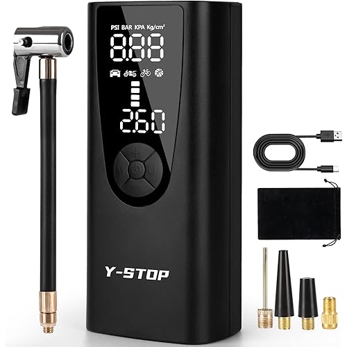 Tire Inflator Portable Air Compressor- Air Pump for Car Tires Cordless Electric Tire Pump, 150PSI 12V DC, Tire Inflator with LCD Dual Screen，Auto Shutoff & Emergency light