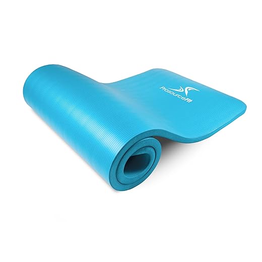 ProsourceFit Extra Thick Yoga and Pilates Mat ½” (13mm) or 1" (25mm), 71-inch Long High Density Exercise Mat with Comfort Foam and Carrying Strap, Black