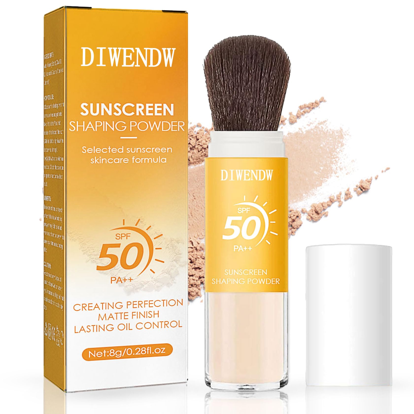 Mineral Sunscreen Setting Powder SPF 50 PA++,Breathable Sun Screen with Brush,Lightweight Long Lasting Oil Control Face Sunscreen,Matte Concealer