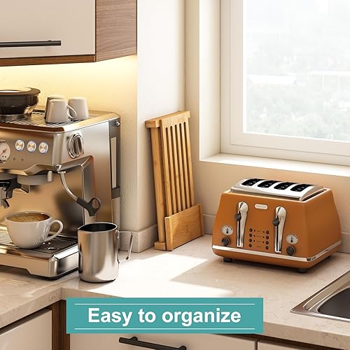 Miniatura 10 de Cortador de pan de bambú para pan casero, guías de rebanado de pan de ancho ajustable. Tabla de cortar pan de madera resistente. Hace que cortar