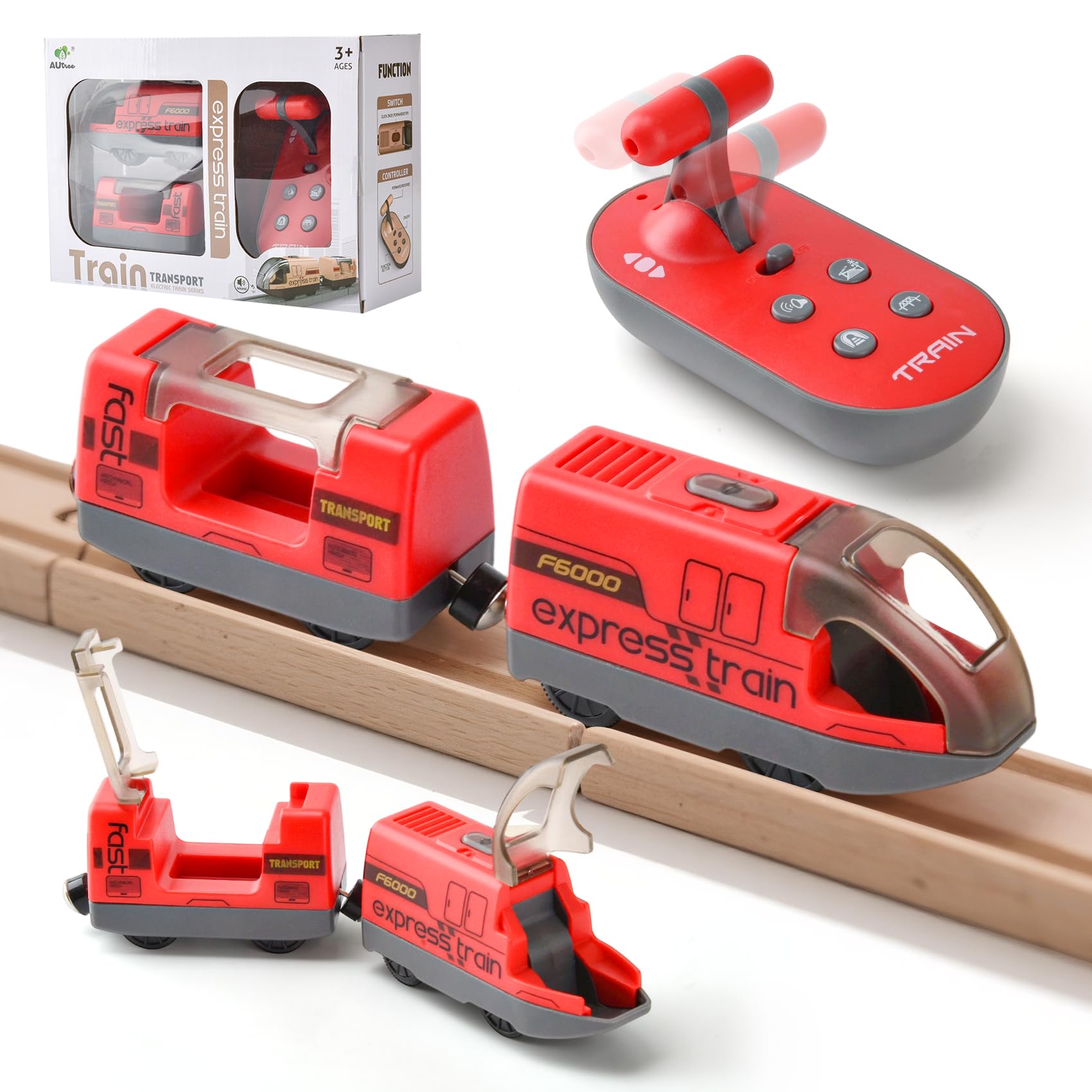 LiRiQi Treno Elettrico per Bambini, Rail Treno passeggeri, Locomotiva ad Azione a Batteria, Set di proiettili per Motore Compatibile Thomas Brio, Giocattolo educativo Regali Bambini Giallo