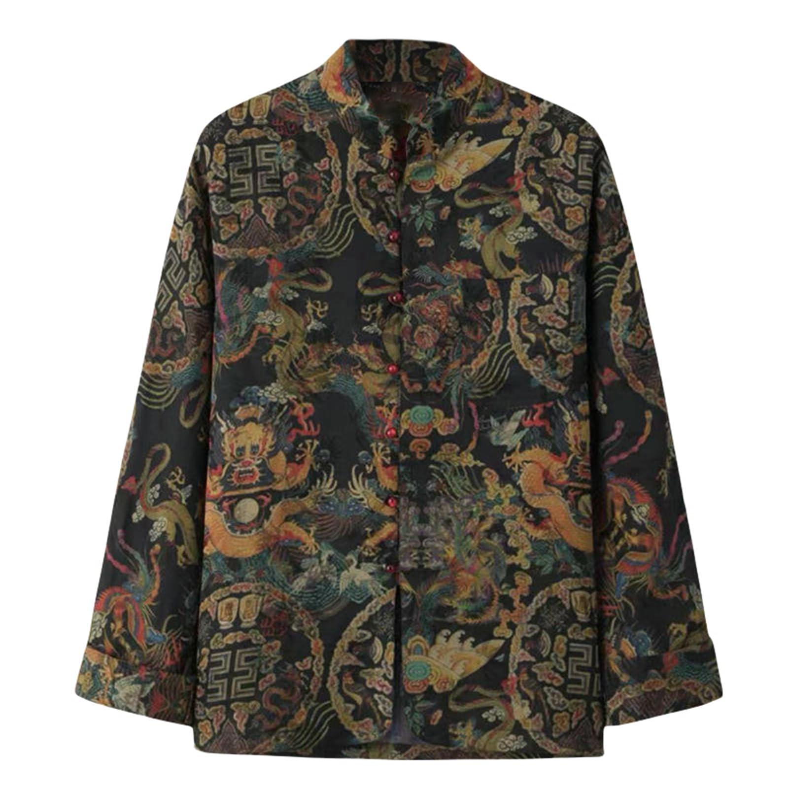 Uomo primavera autunno stile cinese seta Zen tang tuta manica lunga cappotto Z01 XL