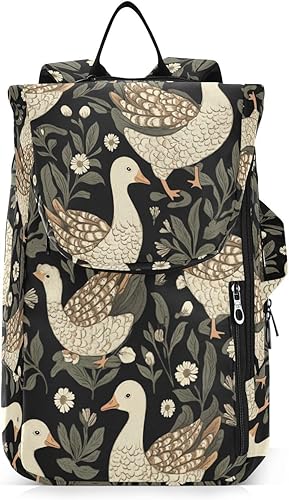 Tennis Racquet Ball Bag Water Resistant White Duck Green Leaves 2 Rackets Tennis Racket Cover Bag with Protective Pad for Tennis, Badminton,