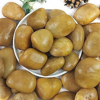 YISZM 10lbs Yellow River Rocks, 2-3 Inch Natural Pebbles for Indoor Plants, High Polished Decorative Stones Vase Filler Fish Tank Aquariums Landscaping Garden
