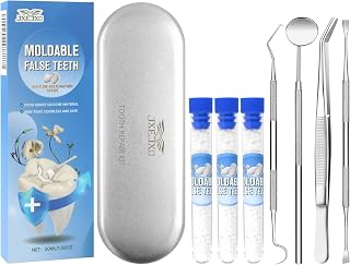 Tooth Repair Kit, Moldable False Teeth, DIY tooth thermoplastic beads Temporary Tooth for Replacing Missing & Broken Teeth with 4 Dental Tool, Regain Your Confidently Smile
