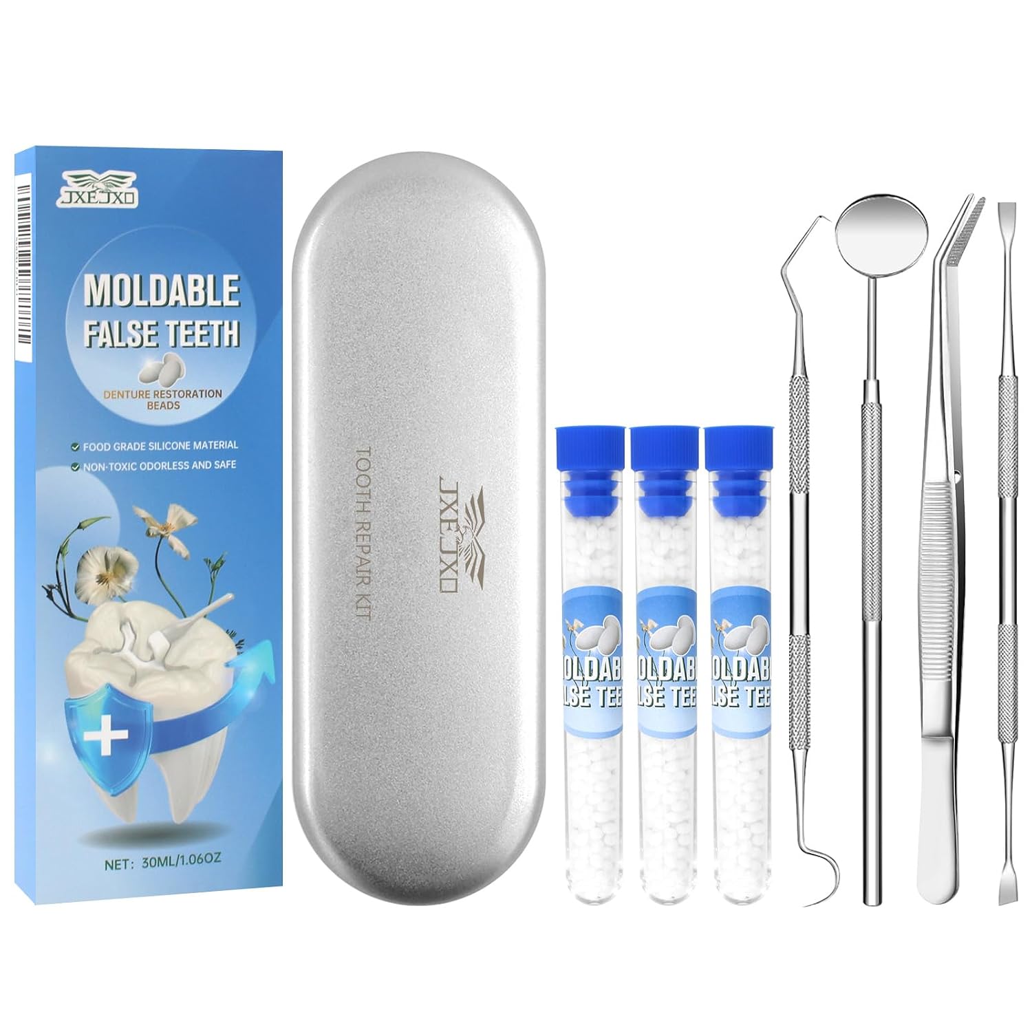 Tooth Repair Kit, Moldable False Teeth, DIY tooth thermoplastic beads for Temporary Replacing Missing & Broken Teeth, Regain Your Confidently Smile