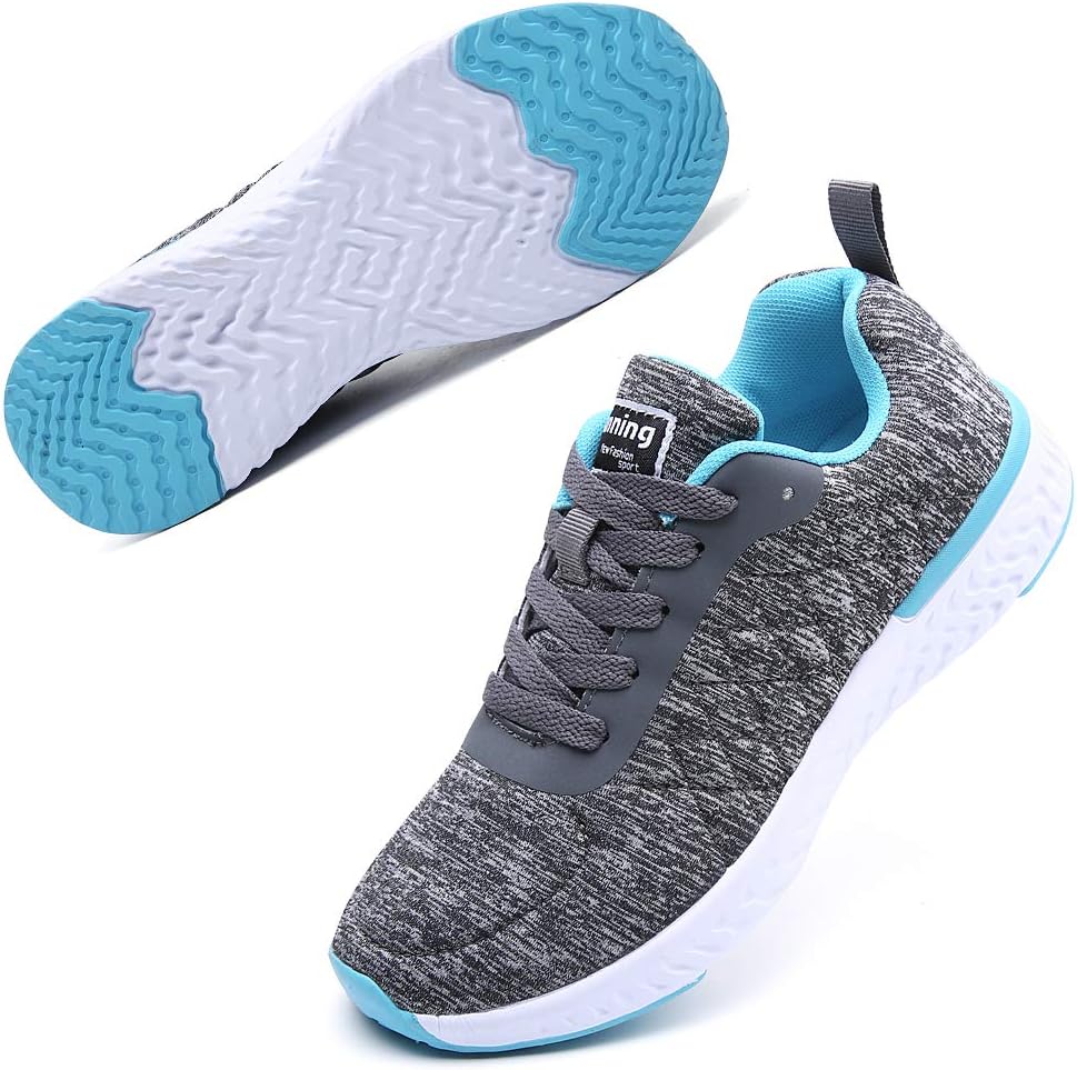 Maichal Tennis Shoes for Women Walking Shoes Arch Support Athletic Workout Lightweight Breathable Gym Ladies Sneakers Grey Blue US 5.5