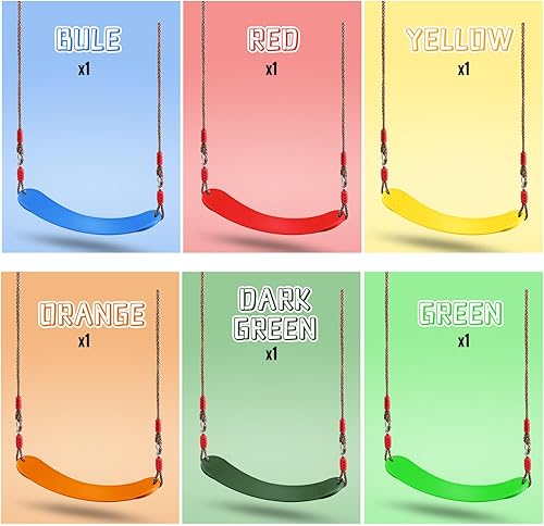 Miniatura 5 de Shappy 6 asientos giratorios resistentes con cadena de 79 pulgadas para árboles de patio trasero, columpios de cuerda de nailon, accesorios de patio