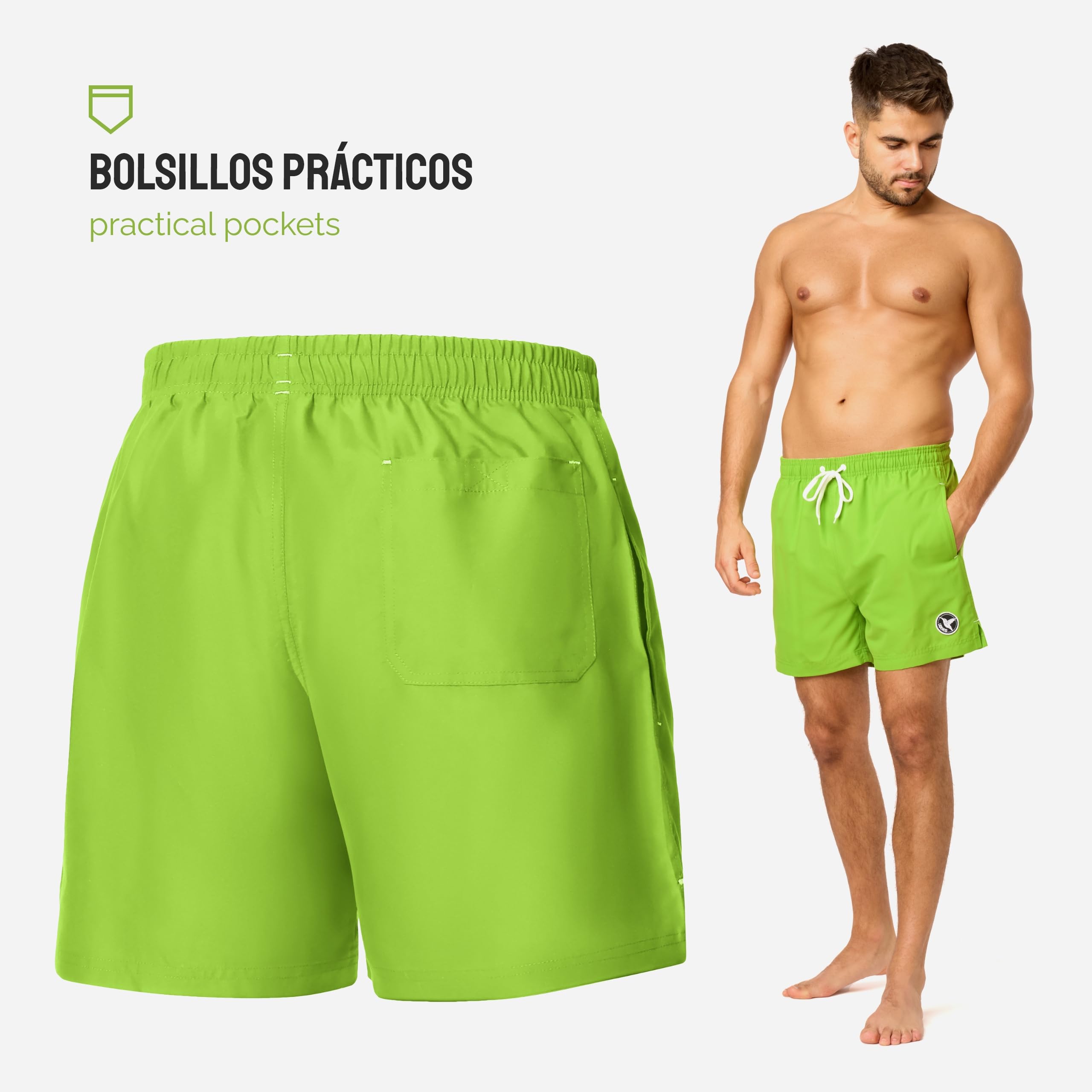 Ladeheid Bañador Hombre Short Deportivo de Baño con Forro Interior de Malla, Secado Rápido, Cintura con Cordón y Bolsillos, Cómodo para Playa, Piscina o Gimnasio LA40-198