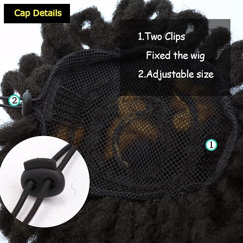 Miniatura 5 de Loc - Coleta de caballo con cordón para mujeres negras, moño rizado con pétalo, cola de caballo trenzada, trenzas de pelo sintético (1B & 30#)