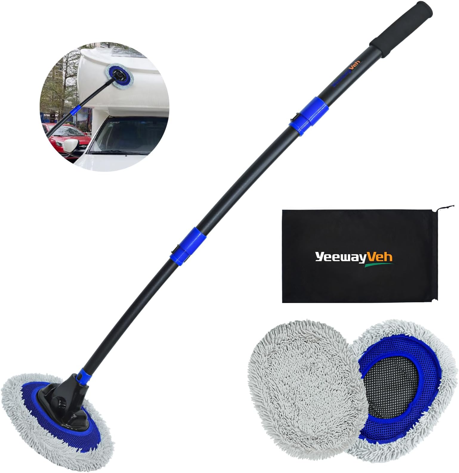 YeewayVeh Car Wash Brush with Long Handle, Car Wash Mop with 2
