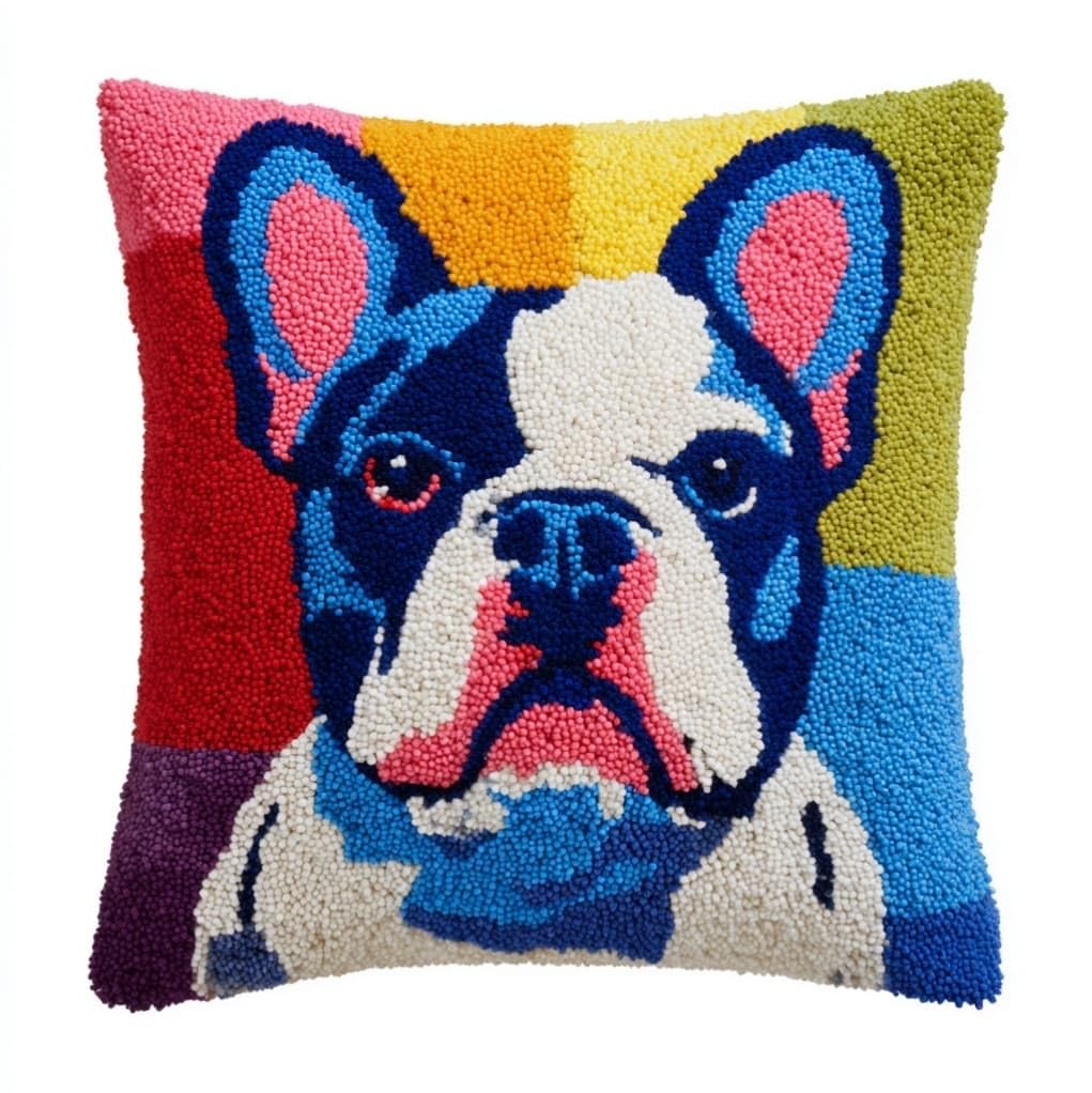 Henypt Latch Hook Craft Kit 17x17 Inch,French Bulldog