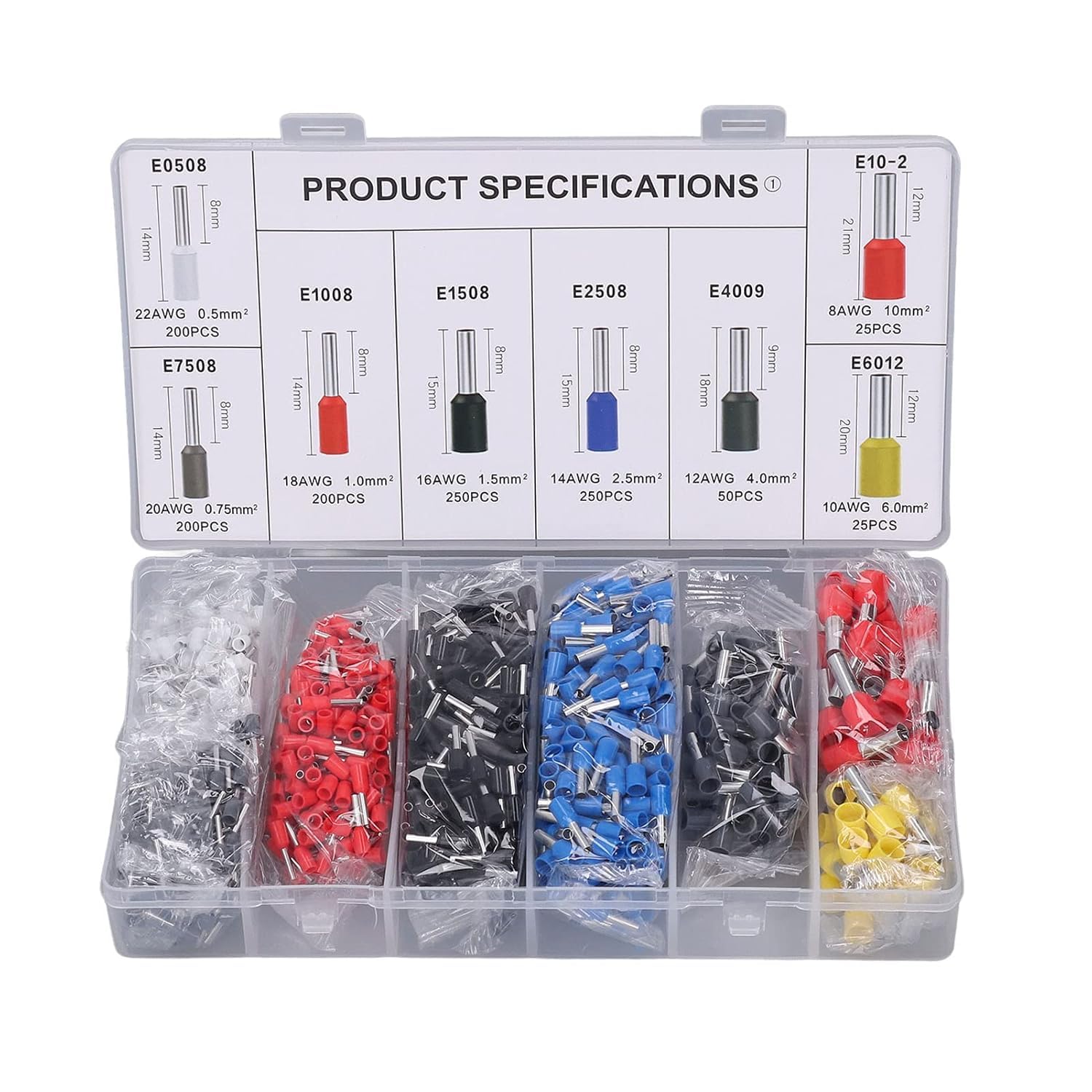 WINDSELL Wire Ferrules Connectors Terminals Kit, 1200 Pcs Cold Pressed Terminals Copper Tube Terminal Set Multi Function Wire Crimping Assortment Kit, Ferrule Crimping Tool Kit (B0DCJHJFMF) Amazon Price History, Amazon Price Tracker
