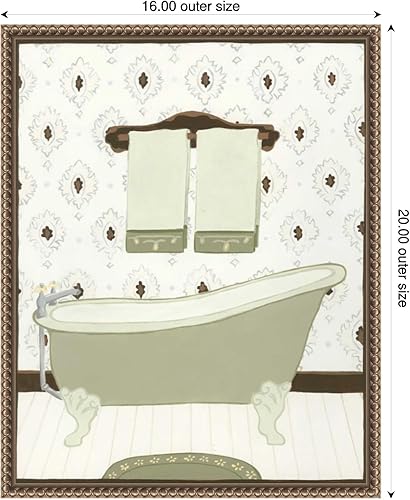 Miniatura 2 de Amanti Art Framed Canvas Wall Art 20x16 Parisian Bath No. 1 by June Erica Vess, Framed Wall Art Canvas, Bathroom Artwork, Traditional Decor, Small