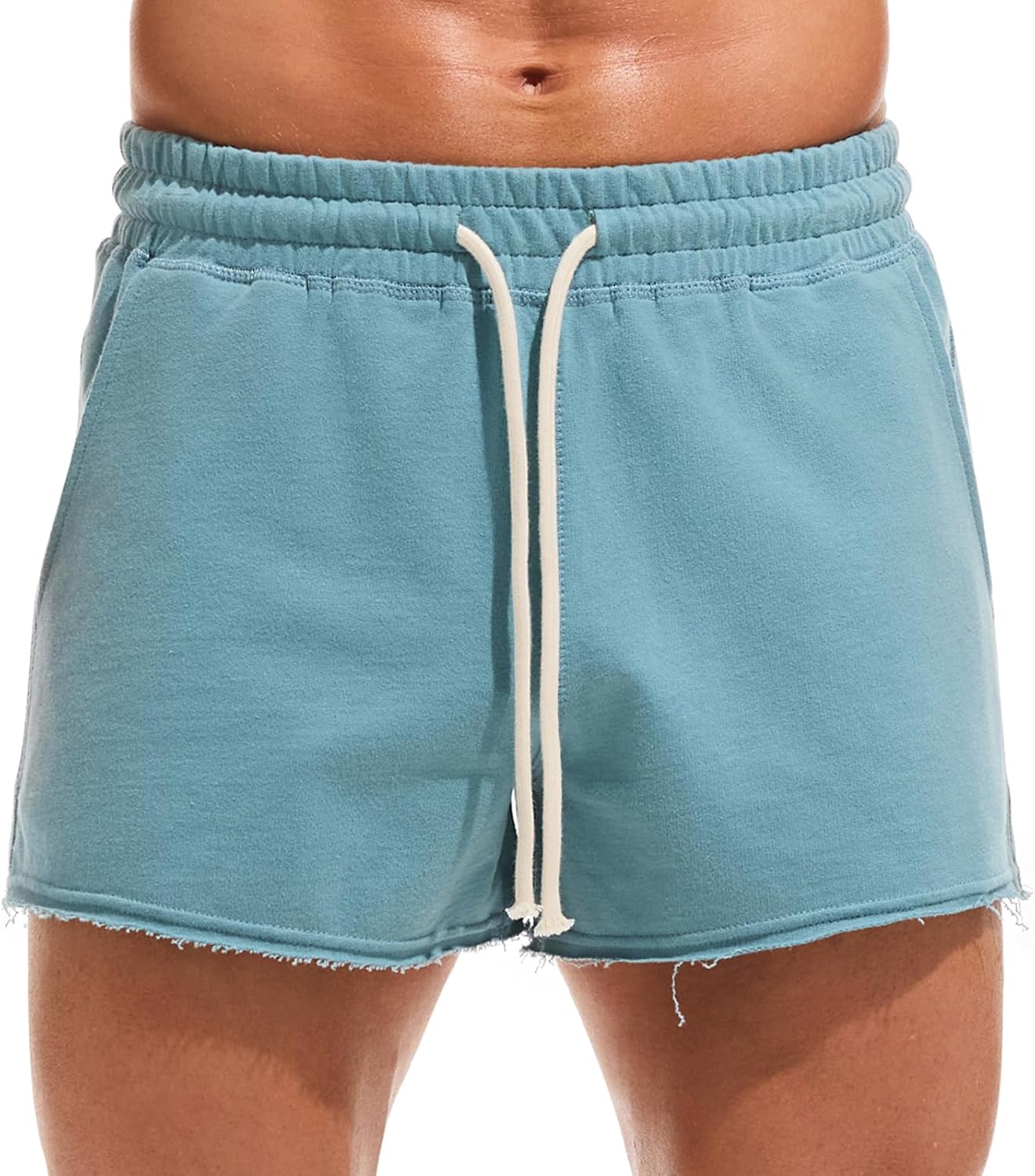 AMY COULEE Mens Workout Shorts 3 inch Cotton Gym Shorts Casual Lounge Short Pants with Pockets