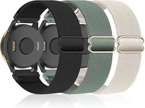 Bolesi Paquete de 3 correas elásticas de nailon compatibles con Garmin VenuVenu Sq2 Plus, correas elásticas de 0.787 pulgadas para Vivoactive 53,