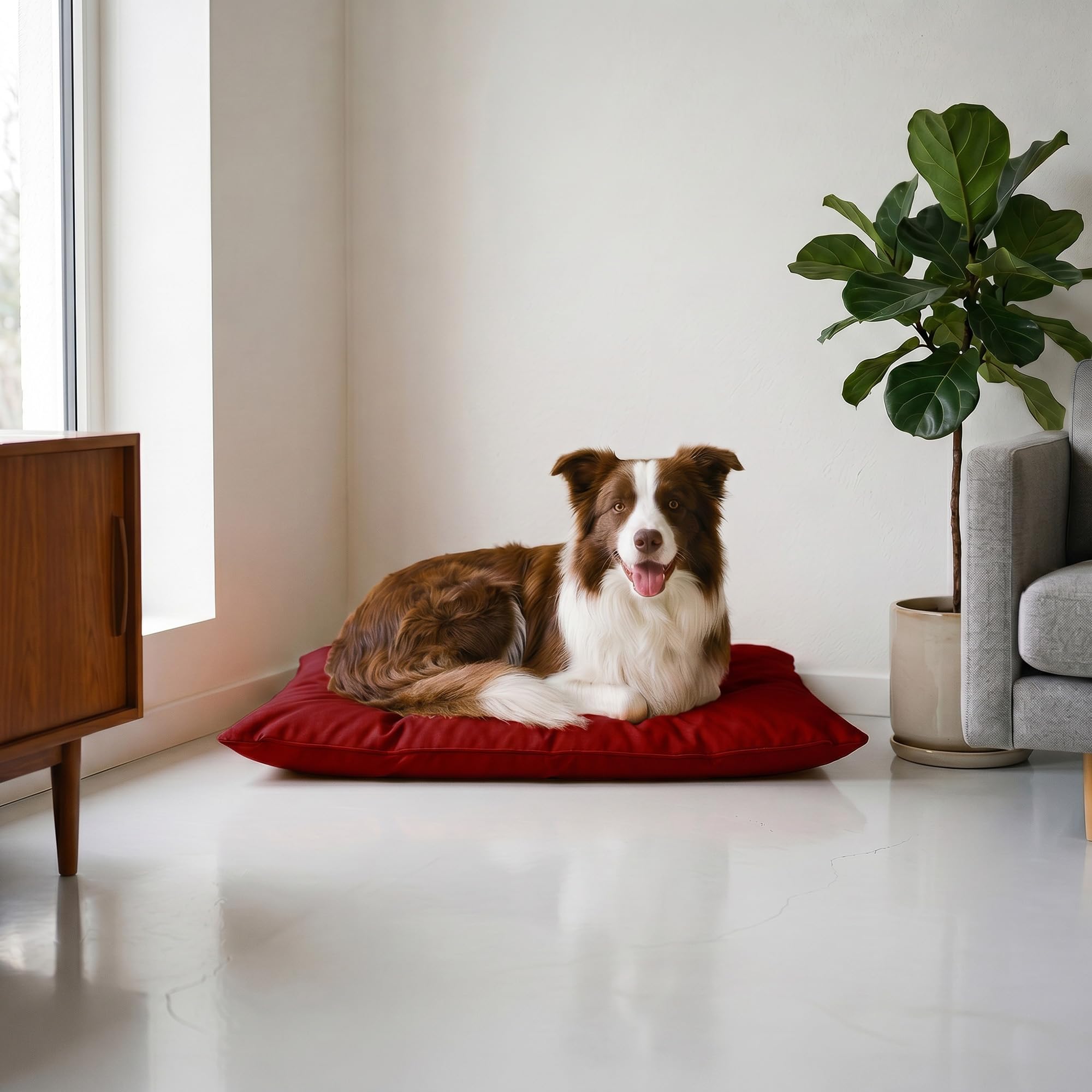 Coussin pour chien et chat rouge lavable de 60x100 cm contre le sol froid